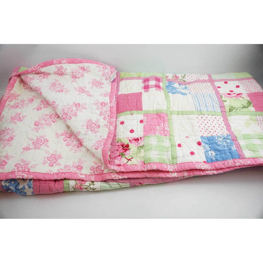 PBteen Quilt Full-Queen Pink Patchwork Floral Cotton Reversible Good